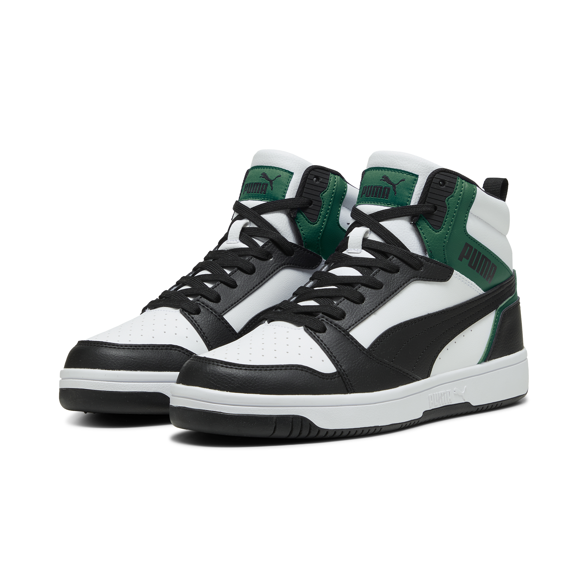 Sneakers alte bianche da uomo con dettagli verdi e neri Puma Rebound v6, Brand, SKU s322500369, Immagine 0